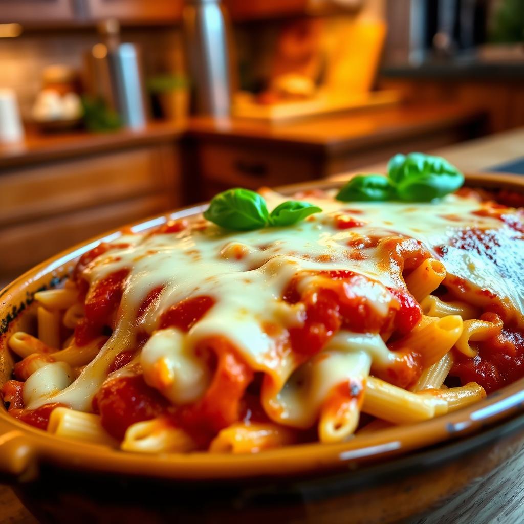 Baked Ziti with Mozzarella and Marinara