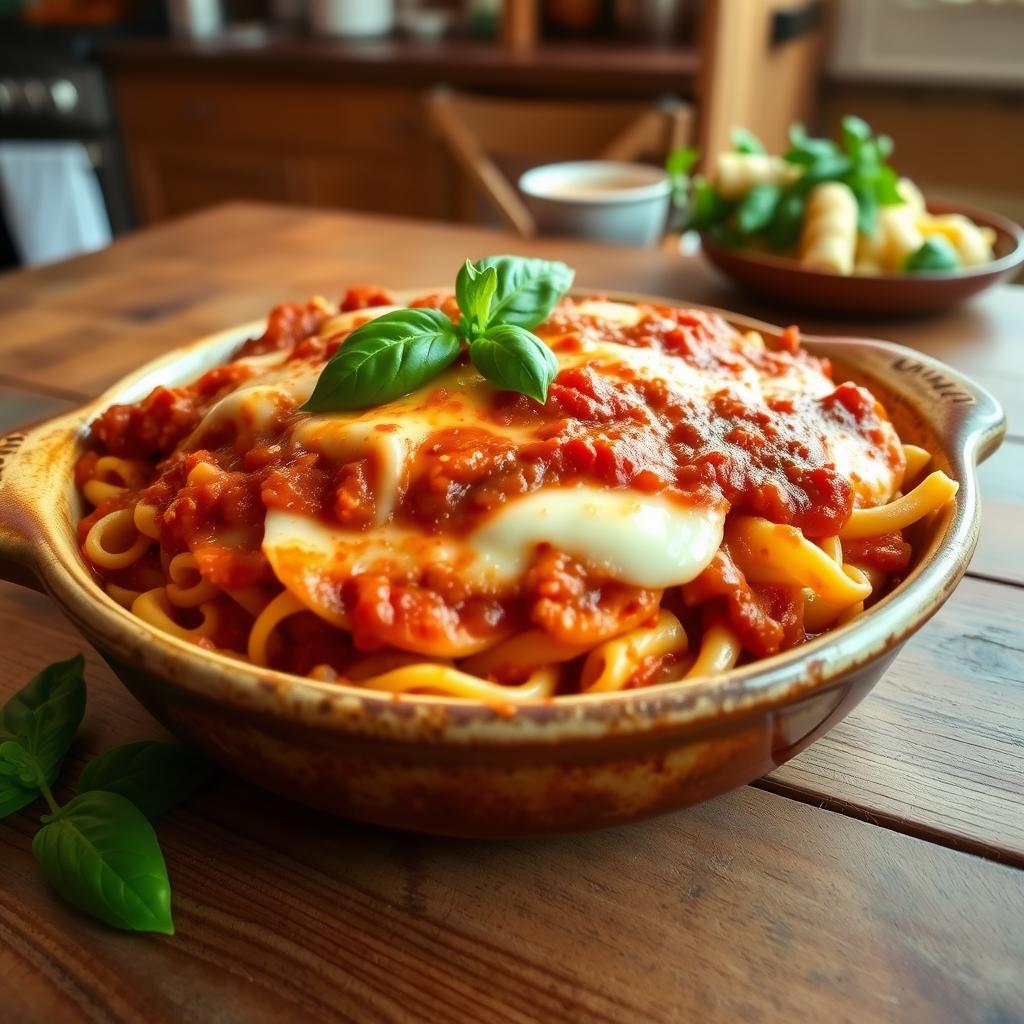 Baked Ziti with Mozzarella and Marinara