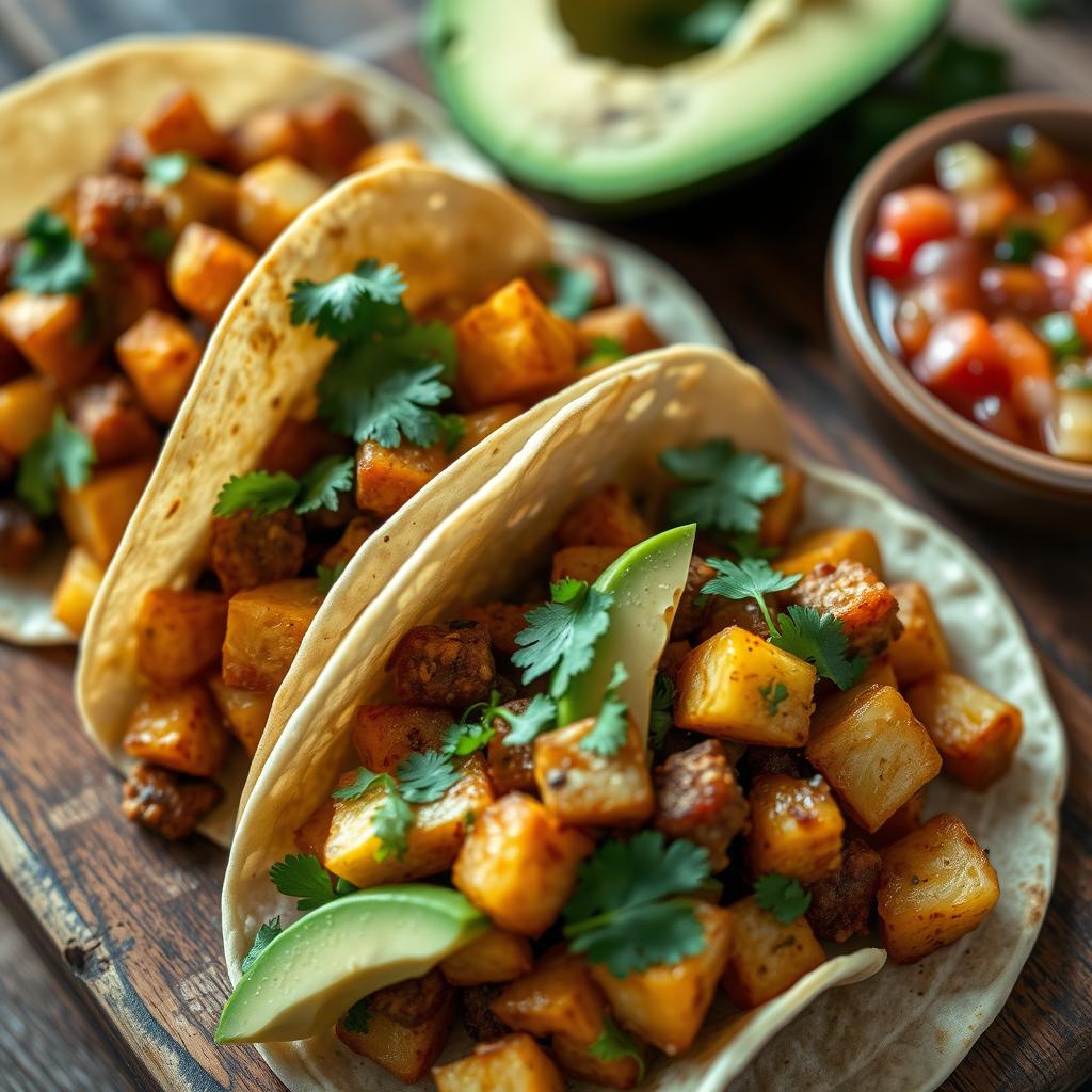 Chorizo and Potato Breakfast Tacos