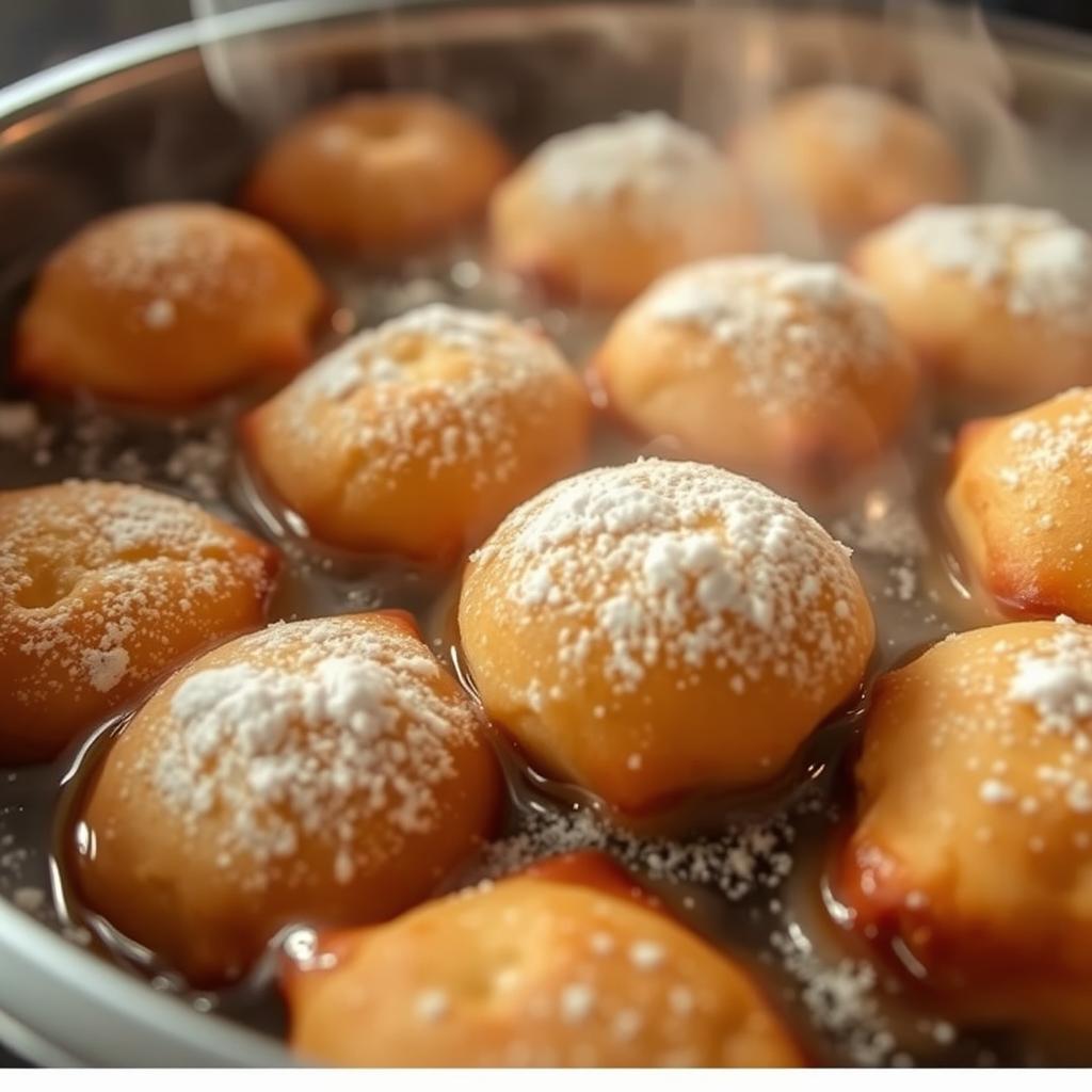 Frying beignets