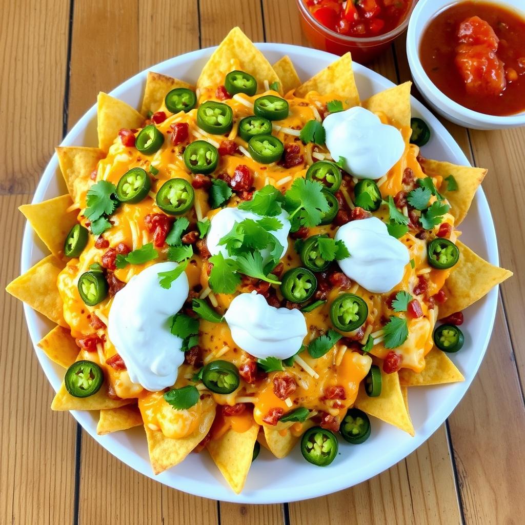 Loaded Nachos with Jalapeños and Sour Cream