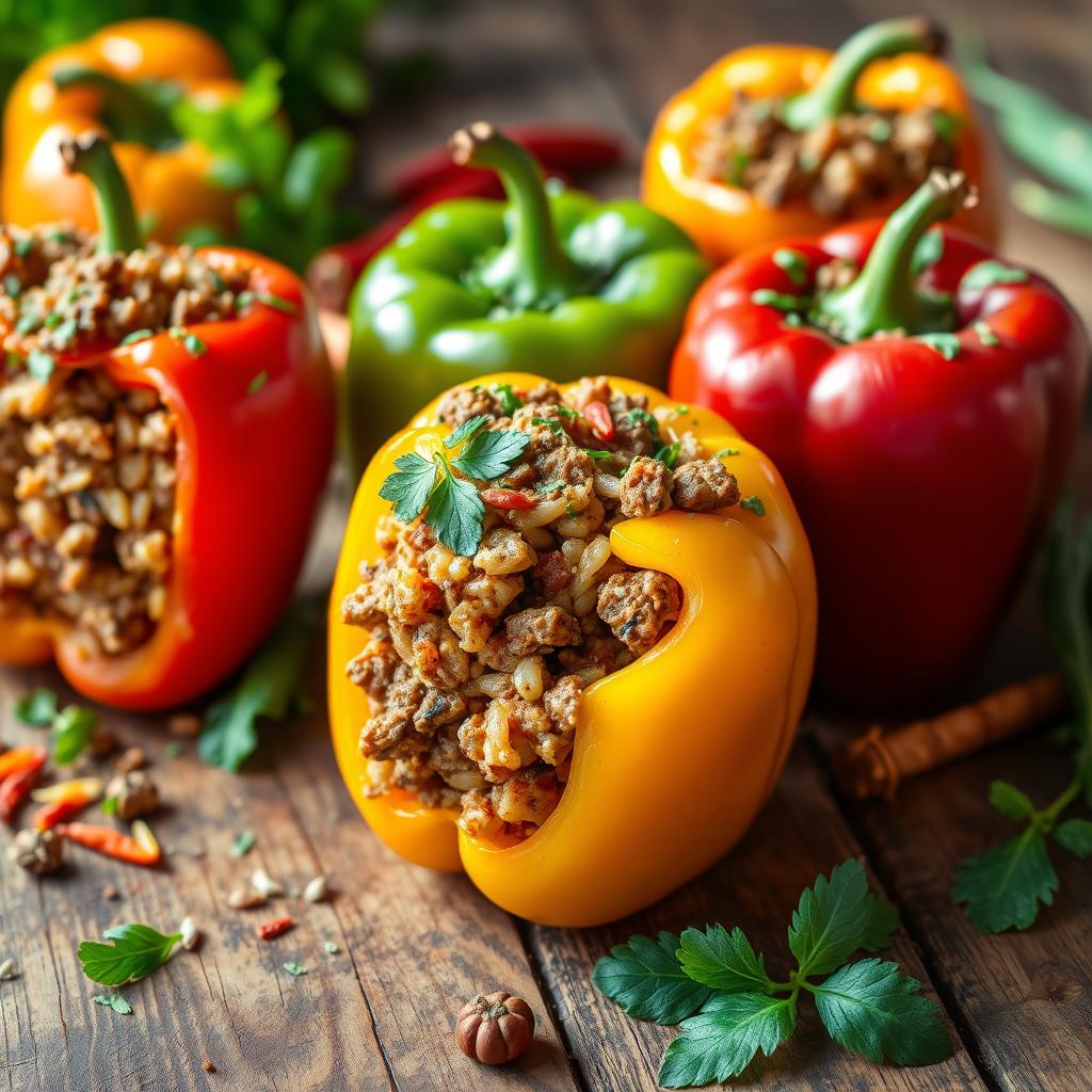 Stuffed Bell Peppers with Rice and Beef